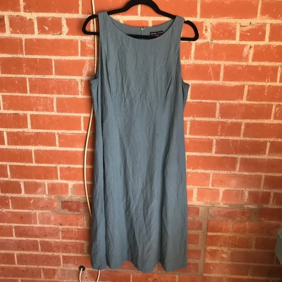 New York & Company | Dresses | New York Co Dusty Blue Linen Blend Midi  Shift Dress Size 2 | Poshmark